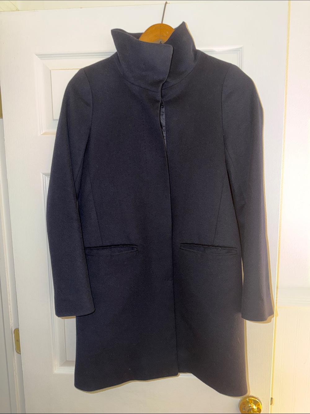 Vintage Uniqlo Navy Wool and Cashmere Coat